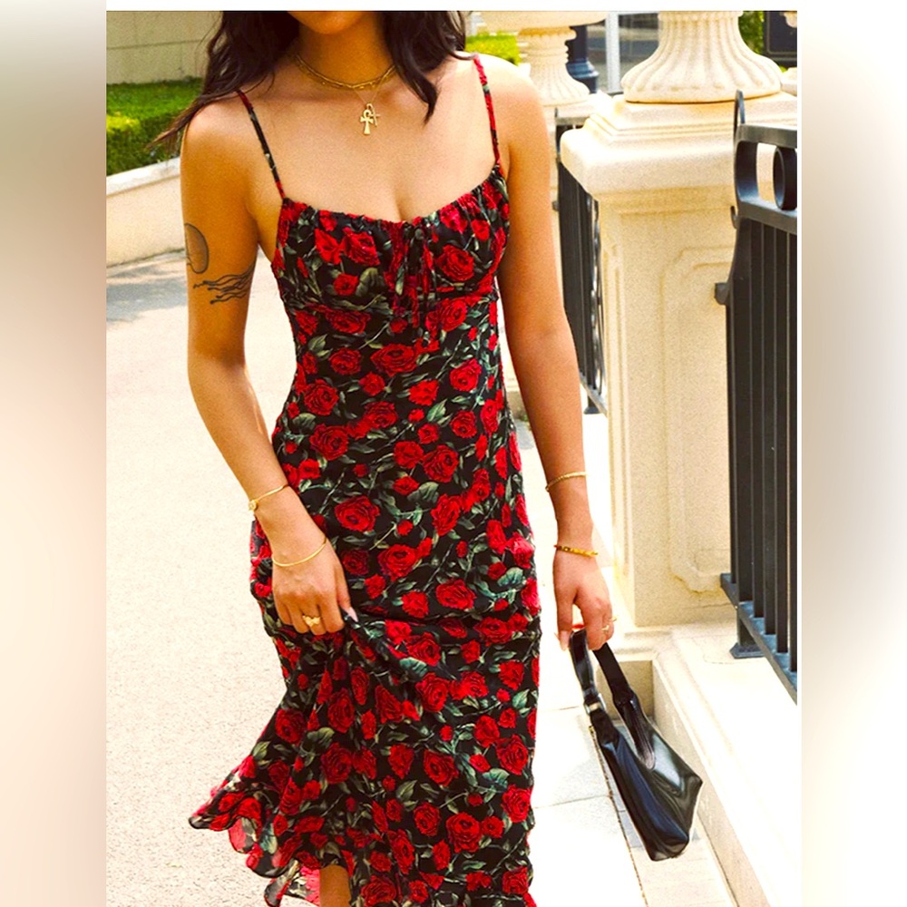 Bulgarian Roses Floral Cami Long Dress